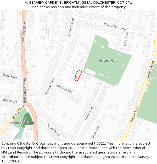 4, SEAVIEW GARDENS, BRIGHTLINGSEA, COLCHESTER, CO7 0PW: Location map and indicative extent of plot