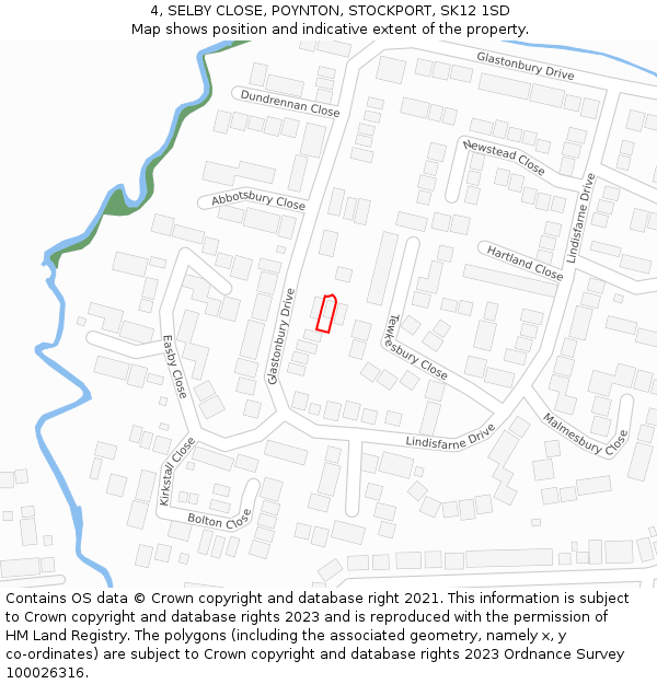 4, SELBY CLOSE, POYNTON, STOCKPORT, SK12 1SD: Location map and indicative extent of plot