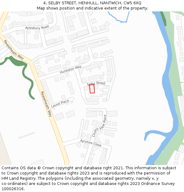 4, SELBY STREET, HENHULL, NANTWICH, CW5 6XQ: Location map and indicative extent of plot