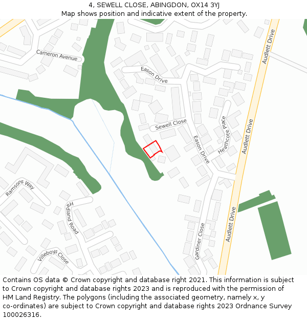 4, SEWELL CLOSE, ABINGDON, OX14 3YJ: Location map and indicative extent of plot