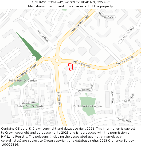 4, SHACKLETON WAY, WOODLEY, READING, RG5 4UT: Location map and indicative extent of plot
