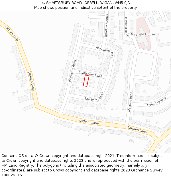 4, SHAFTSBURY ROAD, ORRELL, WIGAN, WN5 0JD: Location map and indicative extent of plot