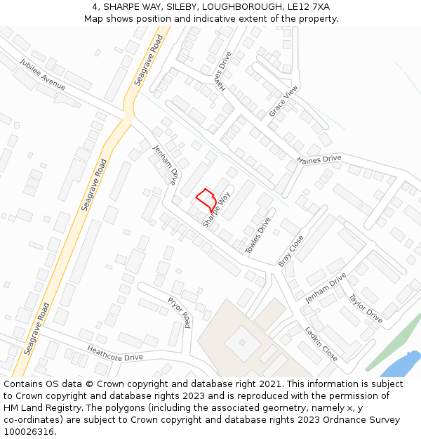 4, SHARPE WAY, SILEBY, LOUGHBOROUGH, LE12 7XA: Location map and indicative extent of plot