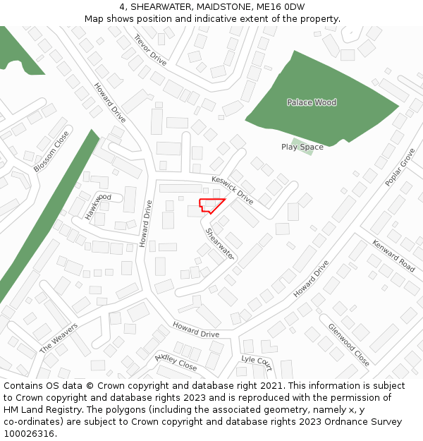 4, SHEARWATER, MAIDSTONE, ME16 0DW: Location map and indicative extent of plot