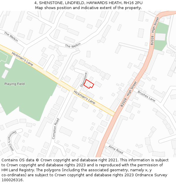 4, SHENSTONE, LINDFIELD, HAYWARDS HEATH, RH16 2PU: Location map and indicative extent of plot