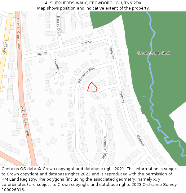 4, SHEPHERDS WALK, CROWBOROUGH, TN6 2DX: Location map and indicative extent of plot