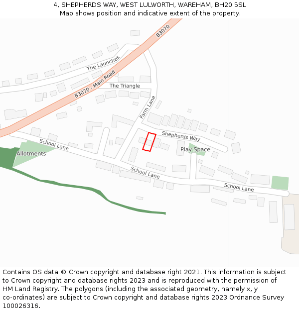 4, SHEPHERDS WAY, WEST LULWORTH, WAREHAM, BH20 5SL: Location map and indicative extent of plot