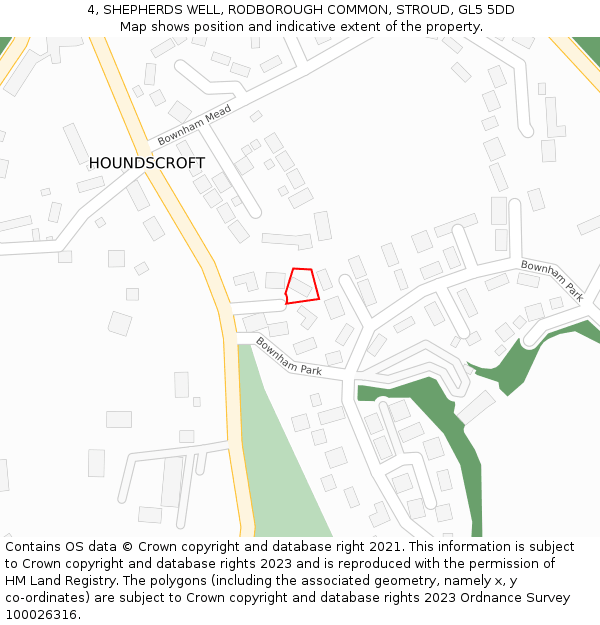 4, SHEPHERDS WELL, RODBOROUGH COMMON, STROUD, GL5 5DD: Location map and indicative extent of plot