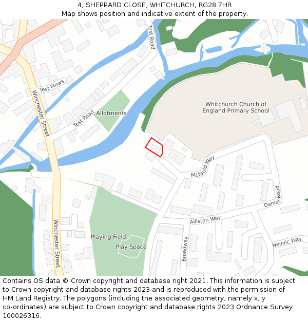 4, SHEPPARD CLOSE, WHITCHURCH, RG28 7HR: Location map and indicative extent of plot