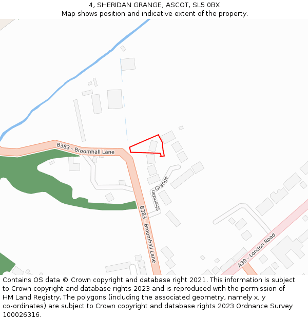 4, SHERIDAN GRANGE, ASCOT, SL5 0BX: Location map and indicative extent of plot