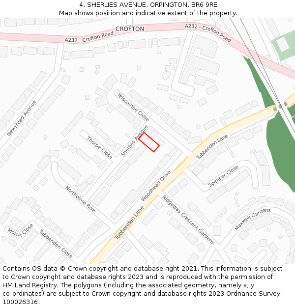 4, SHERLIES AVENUE, ORPINGTON, BR6 9RE: Location map and indicative extent of plot