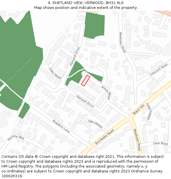 4, SHETLAND VIEW, VERWOOD, BH31 6LS: Location map and indicative extent of plot