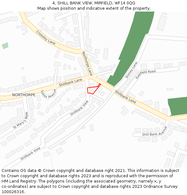 4, SHILL BANK VIEW, MIRFIELD, WF14 0QG: Location map and indicative extent of plot