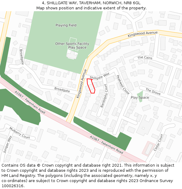 4, SHILLGATE WAY, TAVERHAM, NORWICH, NR8 6GL: Location map and indicative extent of plot
