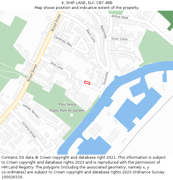 4, SHIP LANE, ELY, CB7 4BB: Location map and indicative extent of plot