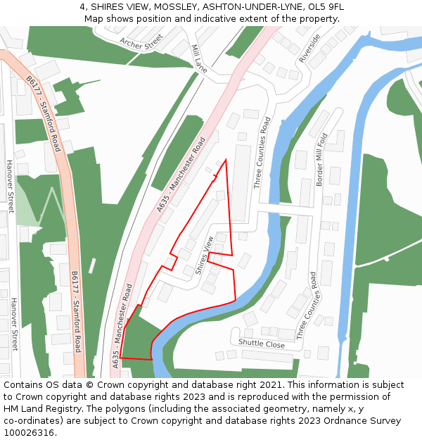 4, SHIRES VIEW, MOSSLEY, ASHTON-UNDER-LYNE, OL5 9FL: Location map and indicative extent of plot
