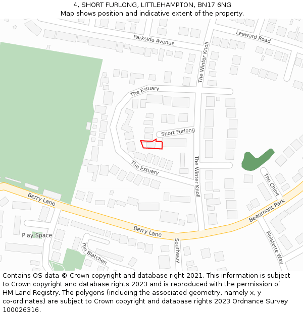 4, SHORT FURLONG, LITTLEHAMPTON, BN17 6NG: Location map and indicative extent of plot