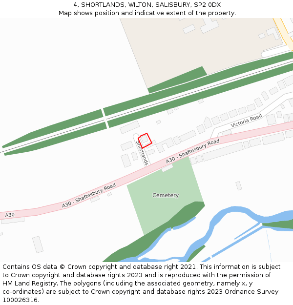 4, SHORTLANDS, WILTON, SALISBURY, SP2 0DX: Location map and indicative extent of plot