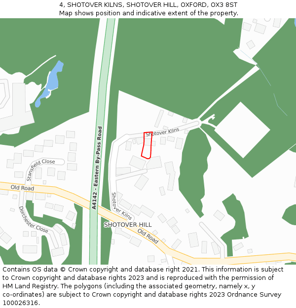 4, SHOTOVER KILNS, SHOTOVER HILL, OXFORD, OX3 8ST: Location map and indicative extent of plot