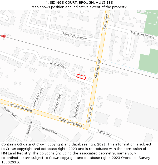 4, SIDINGS COURT, BROUGH, HU15 1ES: Location map and indicative extent of plot
