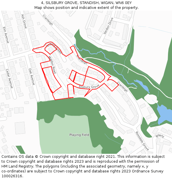 4, SILSBURY GROVE, STANDISH, WIGAN, WN6 0EY: Location map and indicative extent of plot