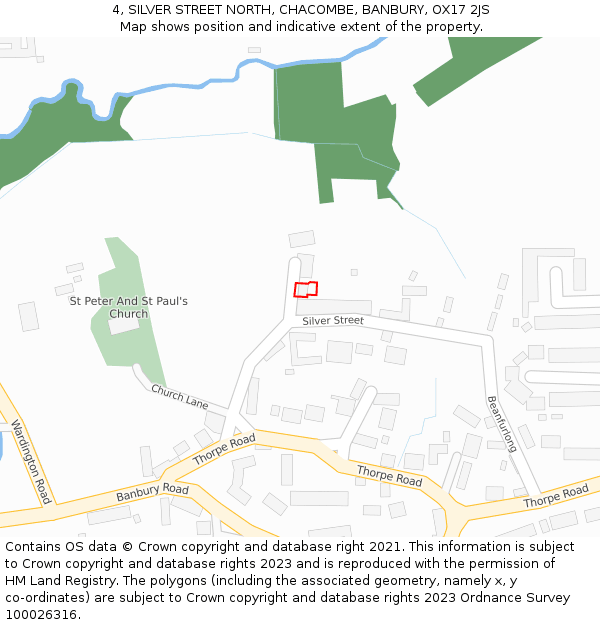 4, SILVER STREET NORTH, CHACOMBE, BANBURY, OX17 2JS: Location map and indicative extent of plot