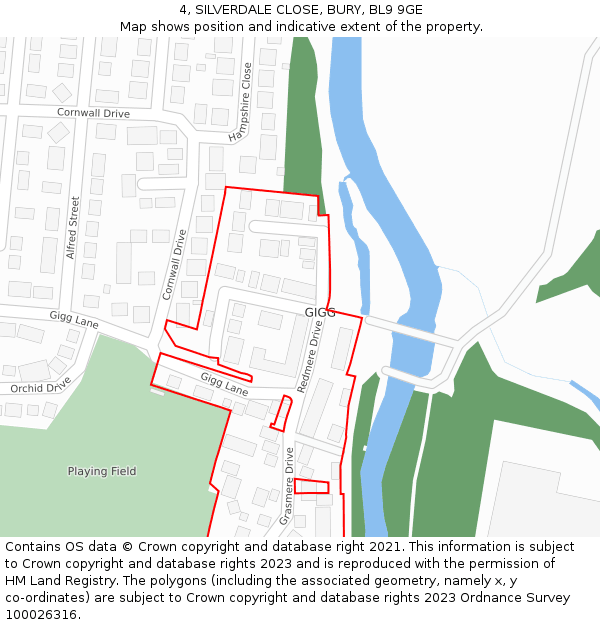 4, SILVERDALE CLOSE, BURY, BL9 9GE: Location map and indicative extent of plot