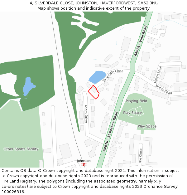 4, SILVERDALE CLOSE, JOHNSTON, HAVERFORDWEST, SA62 3NU: Location map and indicative extent of plot