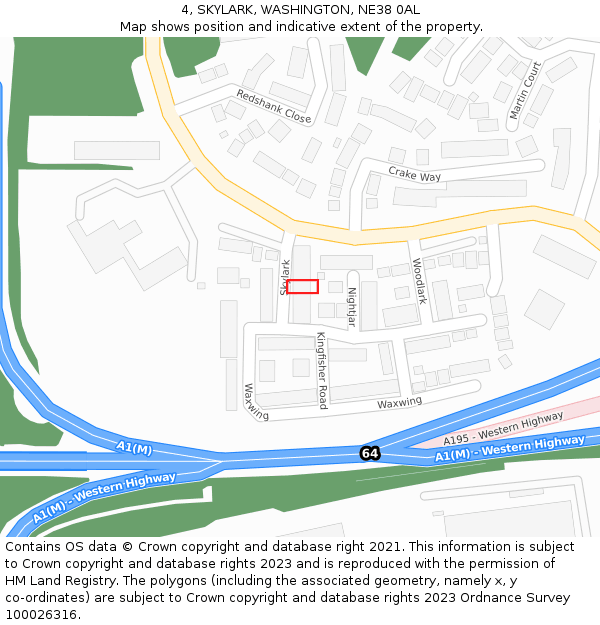 4, SKYLARK, WASHINGTON, NE38 0AL: Location map and indicative extent of plot