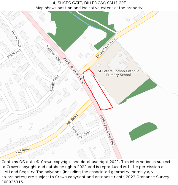 4, SLICES GATE, BILLERICAY, CM11 2PT: Location map and indicative extent of plot