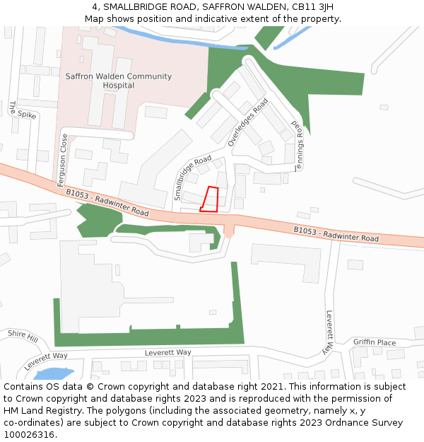4, SMALLBRIDGE ROAD, SAFFRON WALDEN, CB11 3JH: Location map and indicative extent of plot