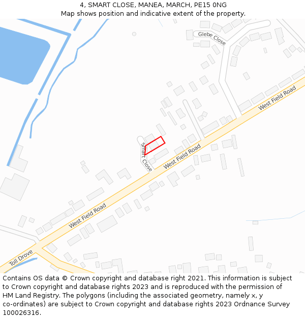 4, SMART CLOSE, MANEA, MARCH, PE15 0NG: Location map and indicative extent of plot