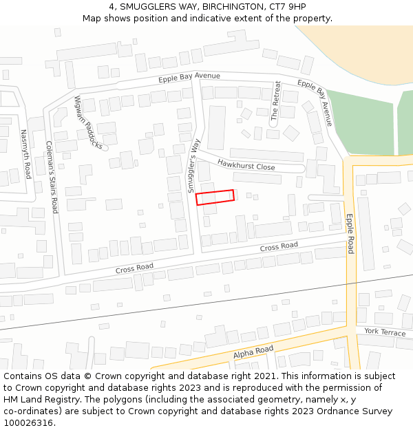 4, SMUGGLERS WAY, BIRCHINGTON, CT7 9HP: Location map and indicative extent of plot