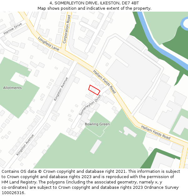 4, SOMERLEYTON DRIVE, ILKESTON, DE7 4BT: Location map and indicative extent of plot