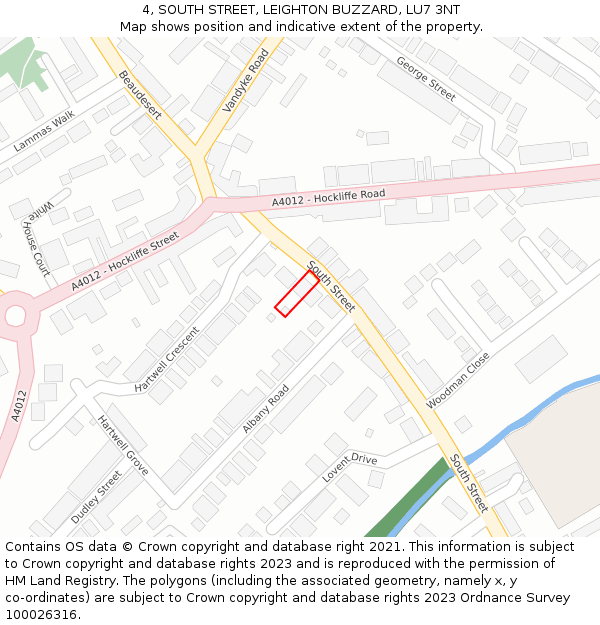 4, SOUTH STREET, LEIGHTON BUZZARD, LU7 3NT: Location map and indicative extent of plot