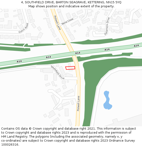 4, SOUTHFIELD DRIVE, BARTON SEAGRAVE, KETTERING, NN15 5YQ: Location map and indicative extent of plot