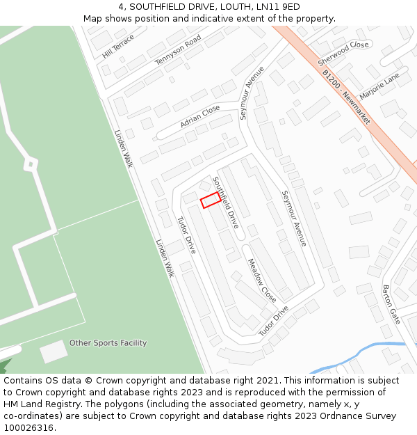 4, SOUTHFIELD DRIVE, LOUTH, LN11 9ED: Location map and indicative extent of plot