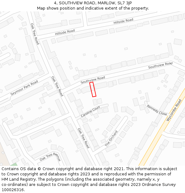 4, SOUTHVIEW ROAD, MARLOW, SL7 3JP: Location map and indicative extent of plot