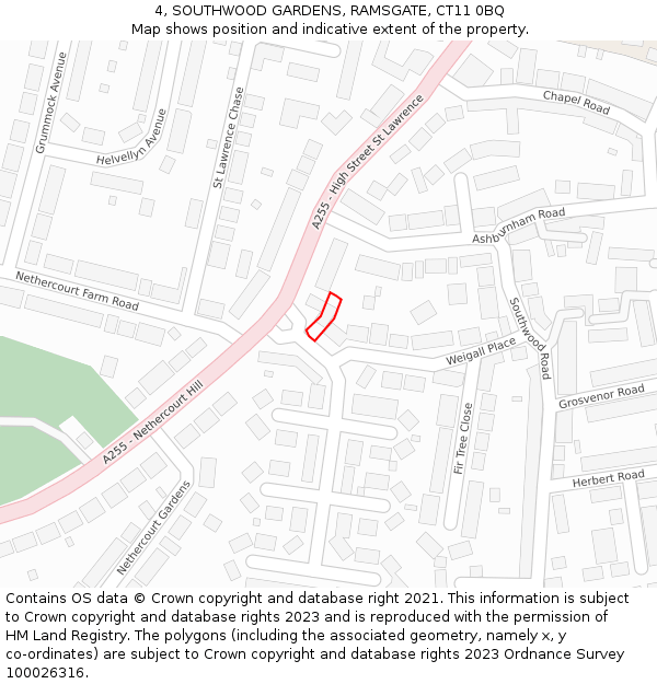 4, SOUTHWOOD GARDENS, RAMSGATE, CT11 0BQ: Location map and indicative extent of plot