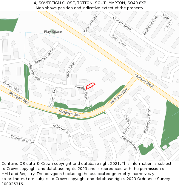 4, SOVEREIGN CLOSE, TOTTON, SOUTHAMPTON, SO40 8XP: Location map and indicative extent of plot