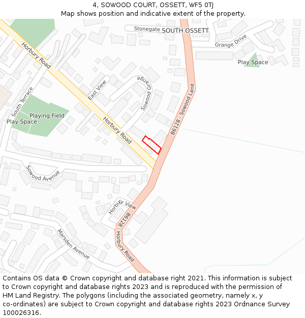 4, SOWOOD COURT, OSSETT, WF5 0TJ: Location map and indicative extent of plot