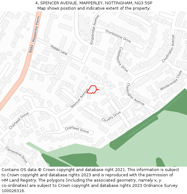 4, SPENCER AVENUE, MAPPERLEY, NOTTINGHAM, NG3 5SP: Location map and indicative extent of plot