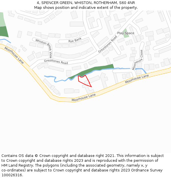 4, SPENCER GREEN, WHISTON, ROTHERHAM, S60 4NR: Location map and indicative extent of plot