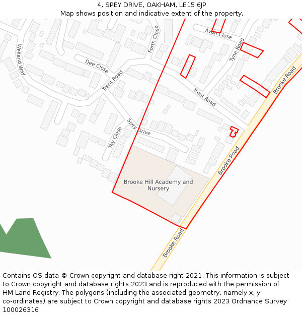 4, SPEY DRIVE, OAKHAM, LE15 6JP: Location map and indicative extent of plot