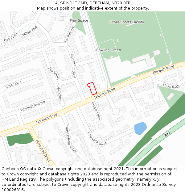 4, SPINDLE END, DEREHAM, NR20 3FR: Location map and indicative extent of plot