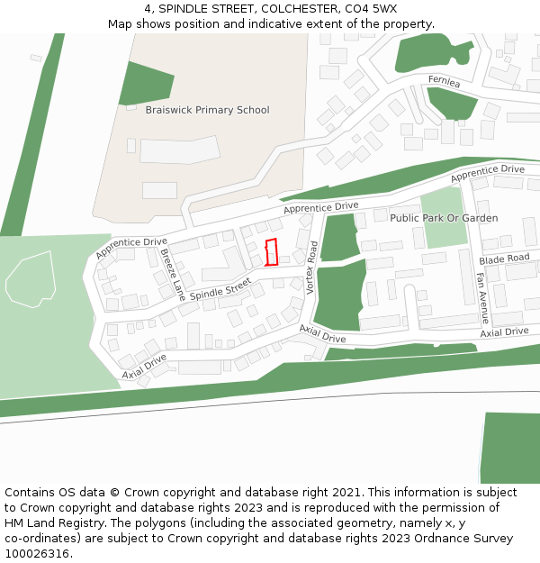 4, SPINDLE STREET, COLCHESTER, CO4 5WX: Location map and indicative extent of plot