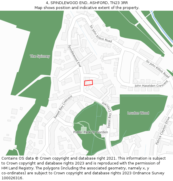 4, SPINDLEWOOD END, ASHFORD, TN23 3RR: Location map and indicative extent of plot