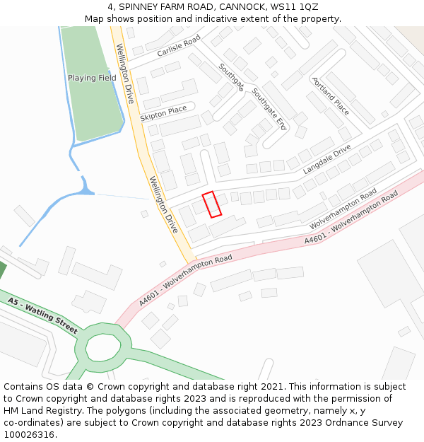 4, SPINNEY FARM ROAD, CANNOCK, WS11 1QZ: Location map and indicative extent of plot