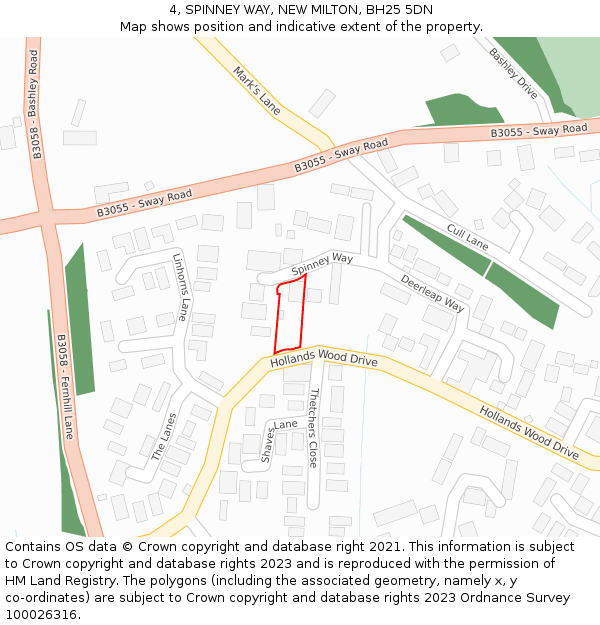 4, SPINNEY WAY, NEW MILTON, BH25 5DN: Location map and indicative extent of plot