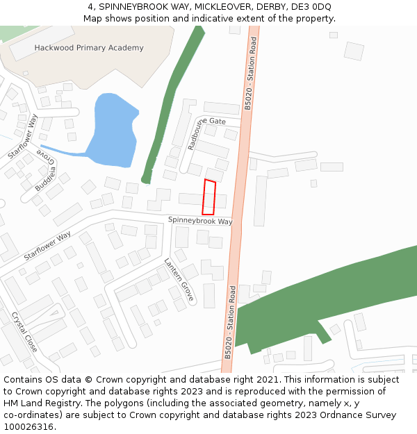 4, SPINNEYBROOK WAY, MICKLEOVER, DERBY, DE3 0DQ: Location map and indicative extent of plot